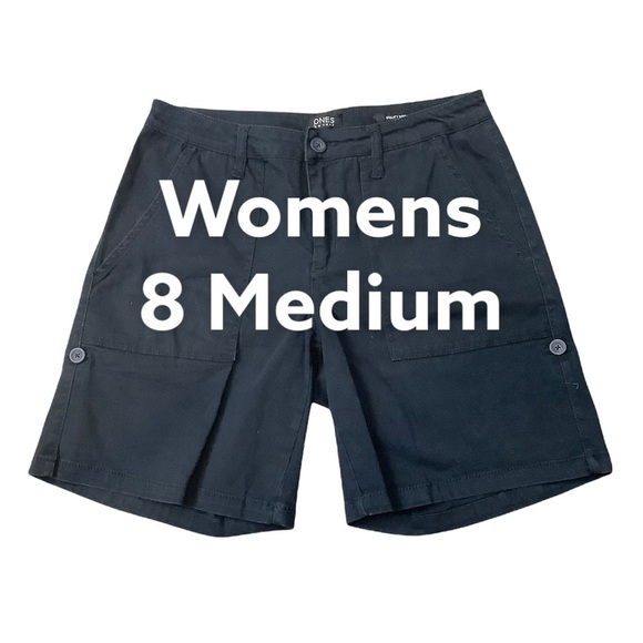 Jones New York 8 M Medium Chino Khakis Shorts Bermuda Navy Rolled Stretch NWOT - Picture 2 of 8